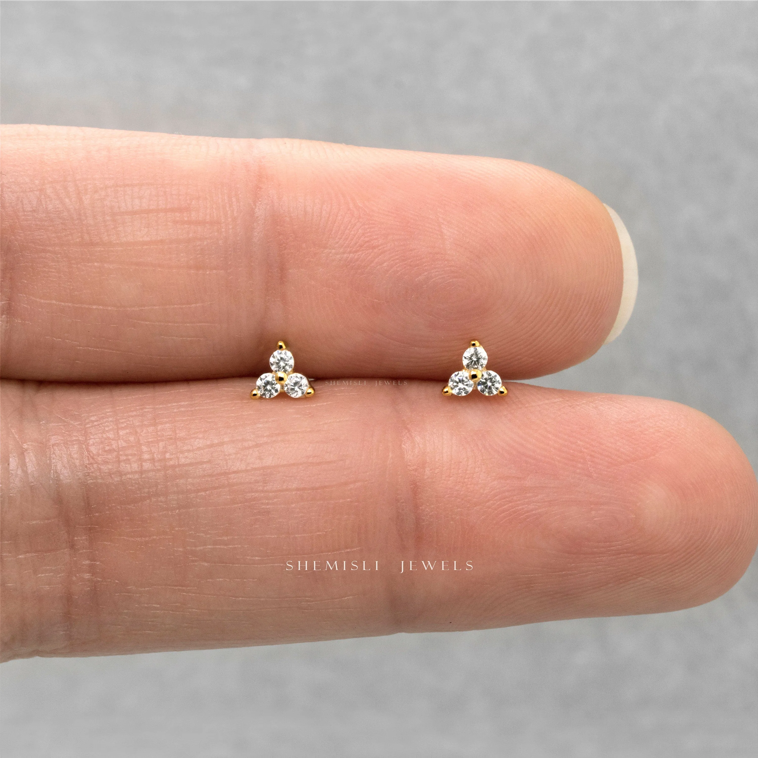 Tiny Clover Flower Stud, White Emerald Turquoise Sapphire Black Opal, Unisex, Gold, Silver SHEMISLI SS039, SS151, SS152, SS244, SS245, SS184