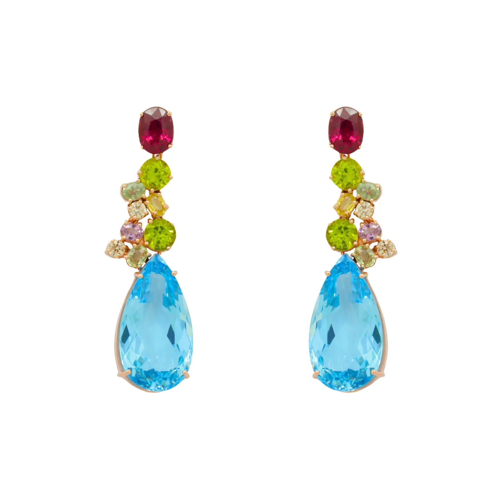 Topaz Rhodolite Garnet and Peridot Earrings