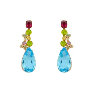 Topaz Rhodolite Garnet and Peridot Earrings