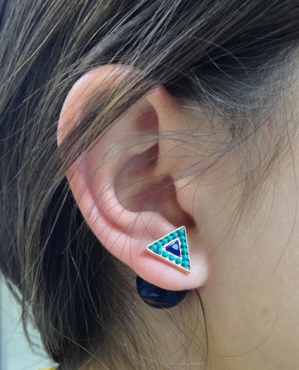 Triangle Orange & Turquoise Double-Sided Earrings