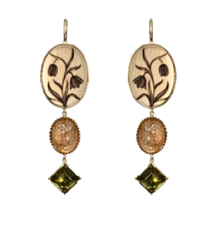 Tulips, Sunstone, & Peridot Earrings