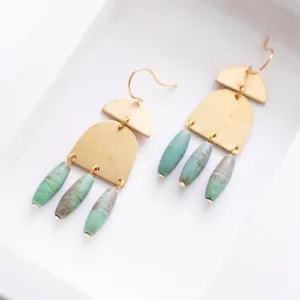 Turquoise and Brass Earrings