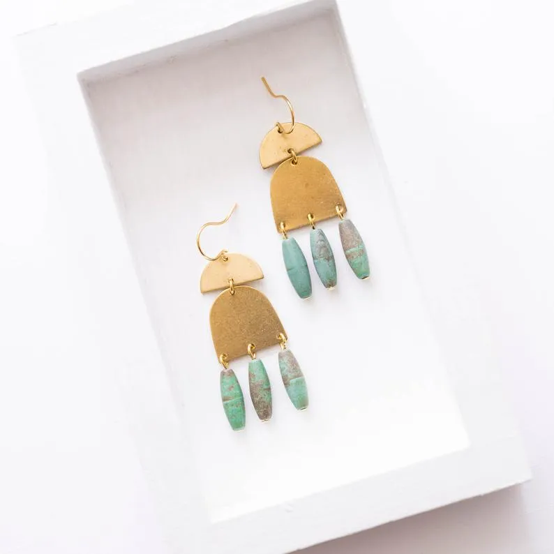 Turquoise and Brass Earrings