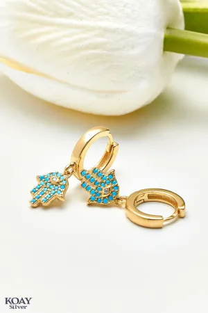 Turquoise Hand Hoop Gold Plated