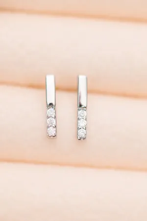 Twin Sparkle Silver Stud Earrings