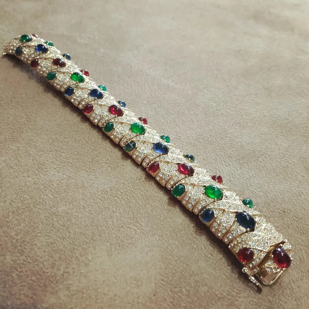 Vintage Ciner Statement Bracelet with Multi Coloured glass