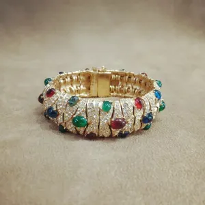 Vintage Ciner Statement Bracelet with Multi Coloured glass