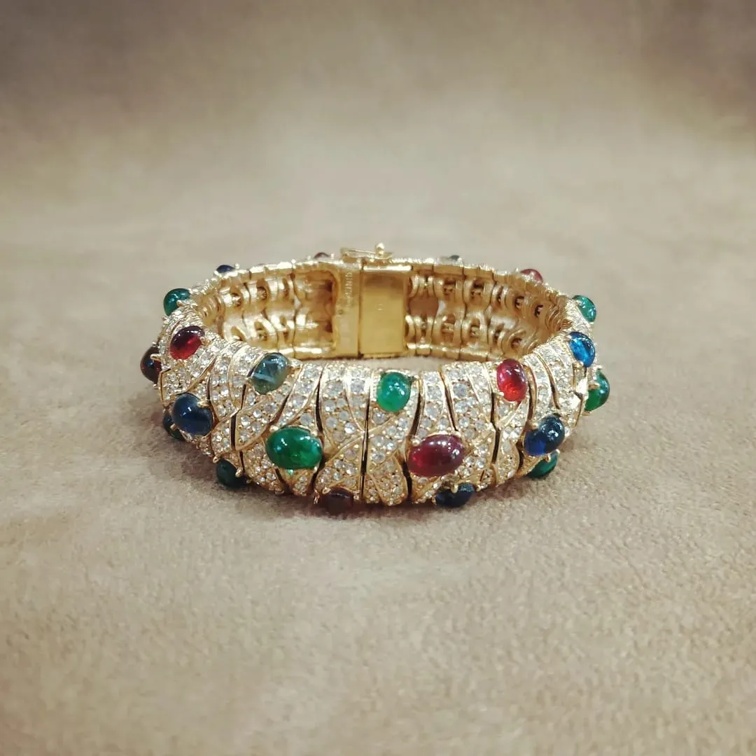 Vintage Ciner Statement Bracelet with Multi Coloured glass