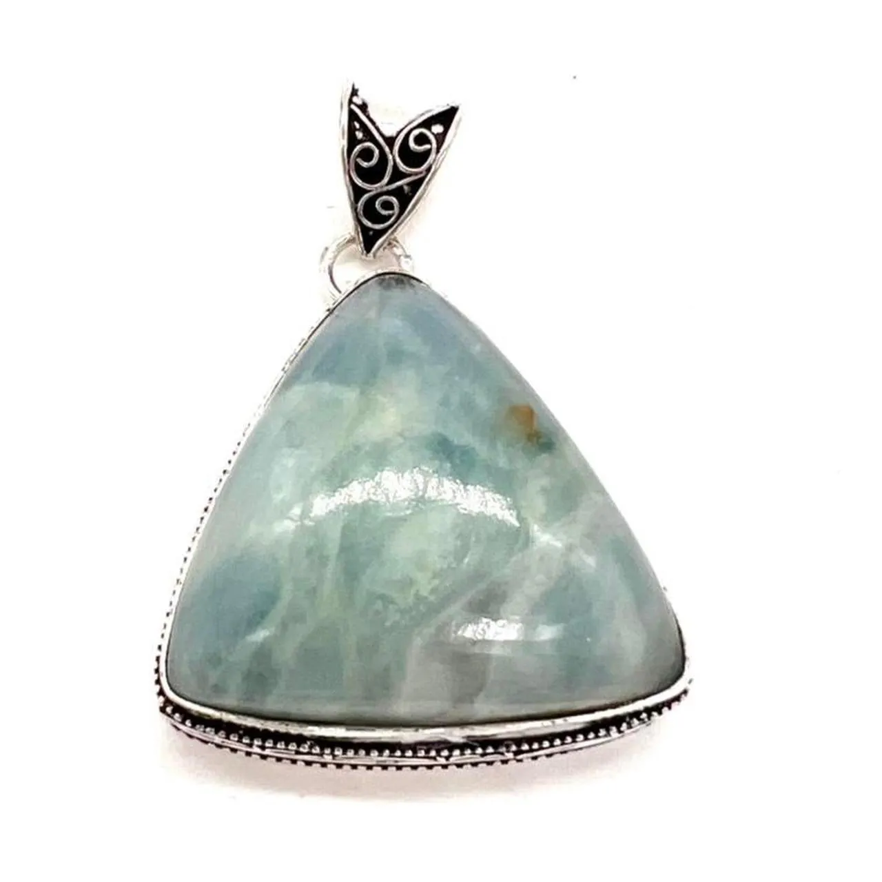 Vintage Look Aquamarine Gemstone 925 Sterling Silver Jewellery Pendant Gift for Her