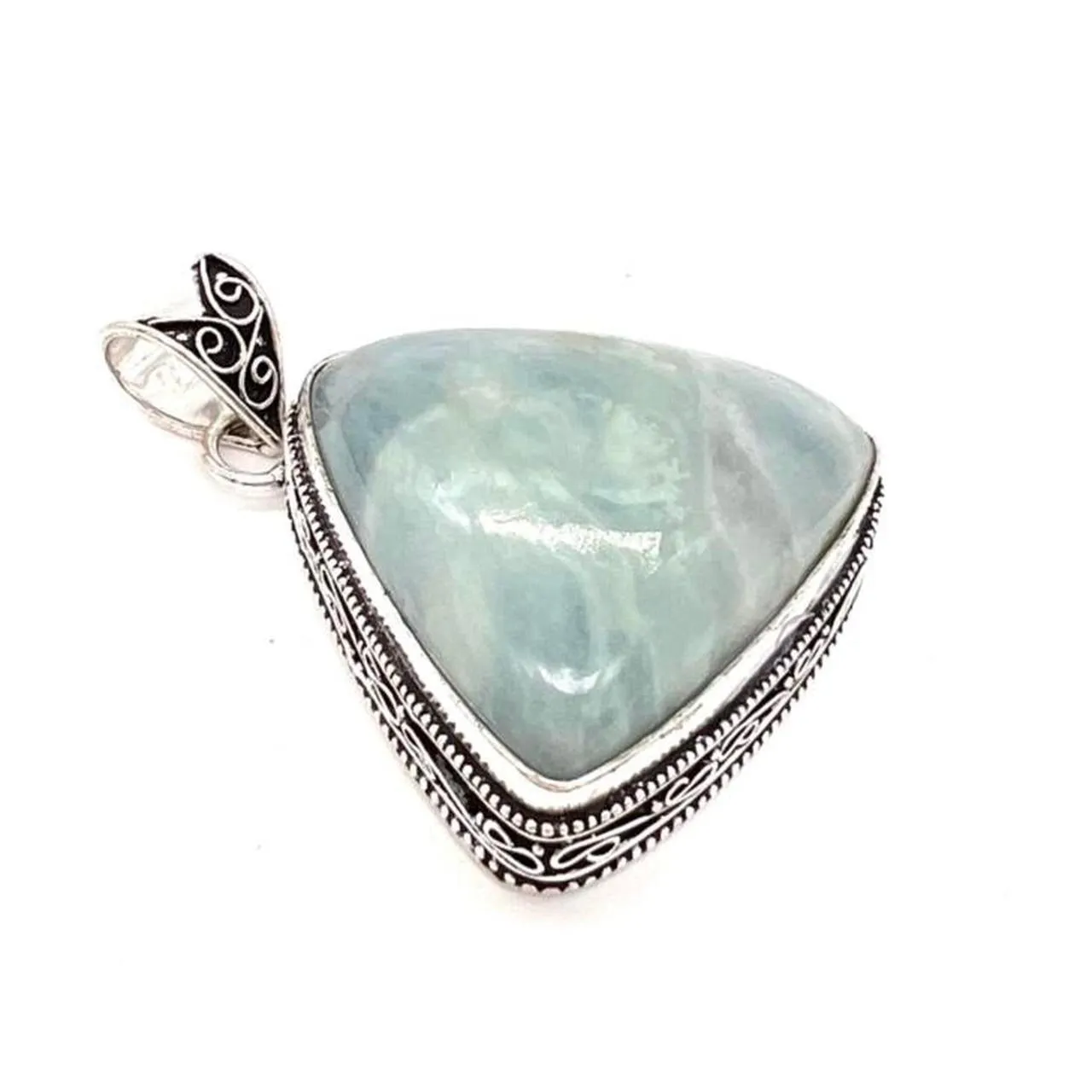 Vintage Look Aquamarine Gemstone 925 Sterling Silver Jewellery Pendant Gift for Her