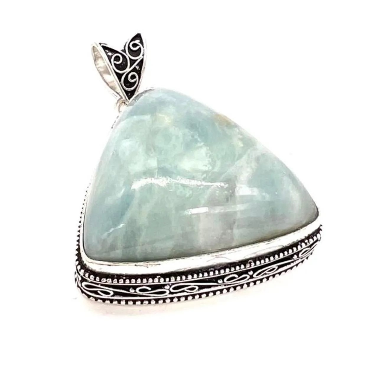 Vintage Look Aquamarine Gemstone 925 Sterling Silver Jewellery Pendant Gift for Her