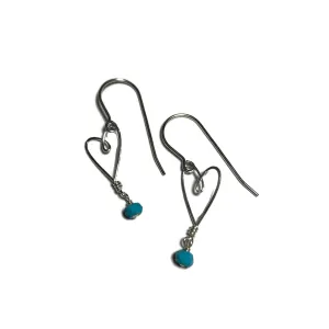 W- tiny heart turquoise earrings THE-T-*