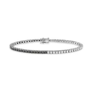 White & Black Diamond Tennis Bracelet (4.50 ct.) 2.70 mm 4-Prongs Setting in 14K Gold