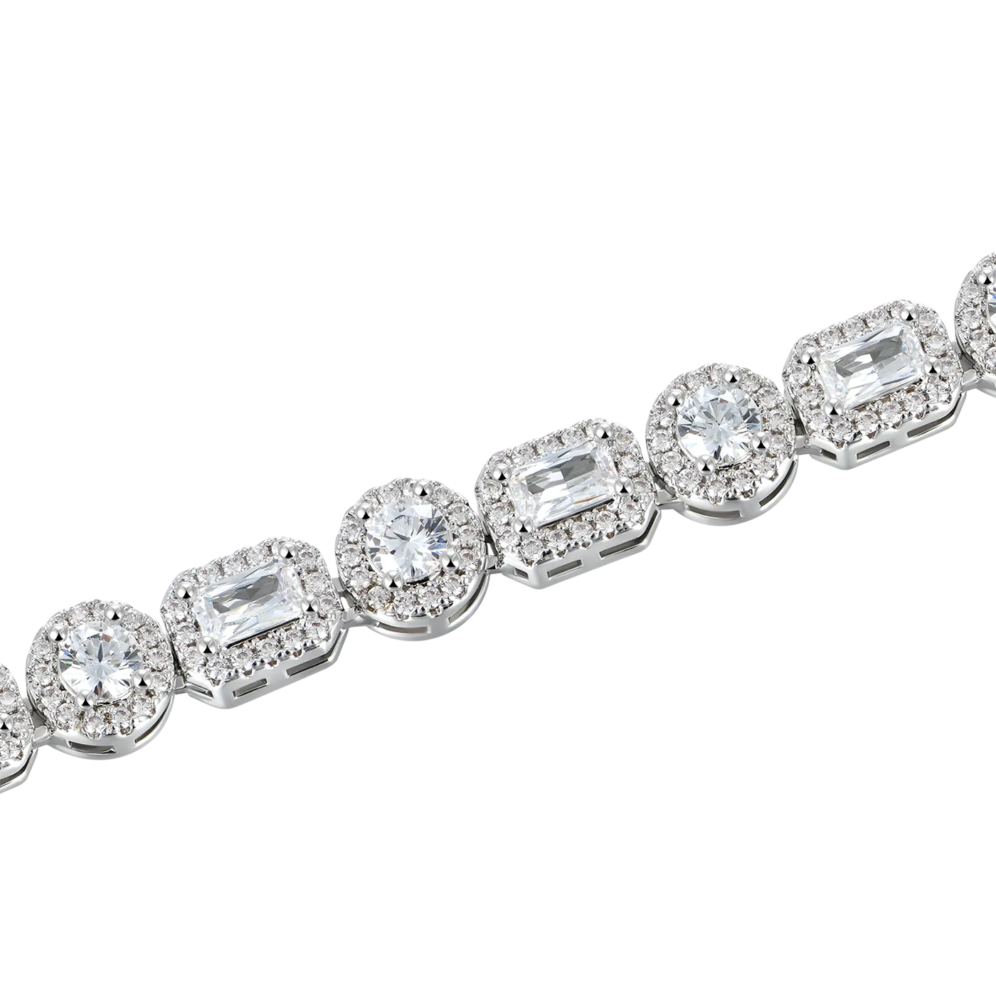 Women's Emerald Cut Mix Clustered Tennis Bracelet - 7mm