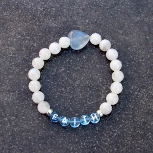 Women's Moonstone Gemstone FAITH stretch bracelet