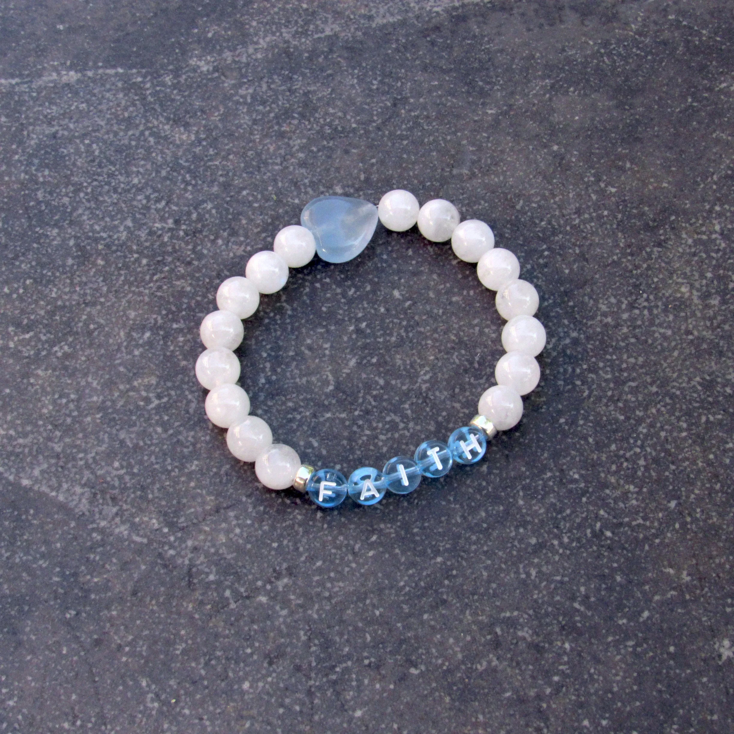 Women's Moonstone Gemstone FAITH stretch bracelet