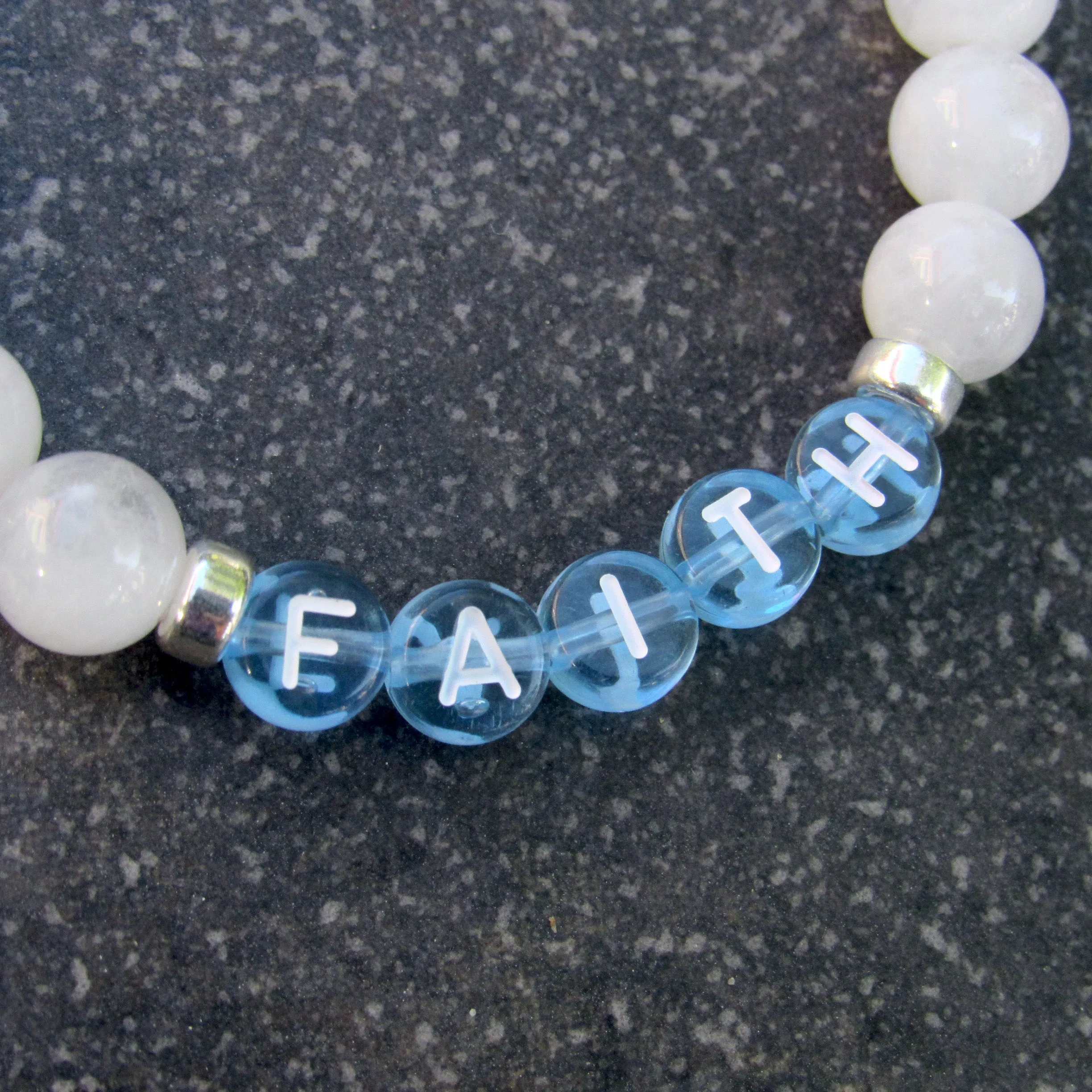 Women's Moonstone Gemstone FAITH stretch bracelet