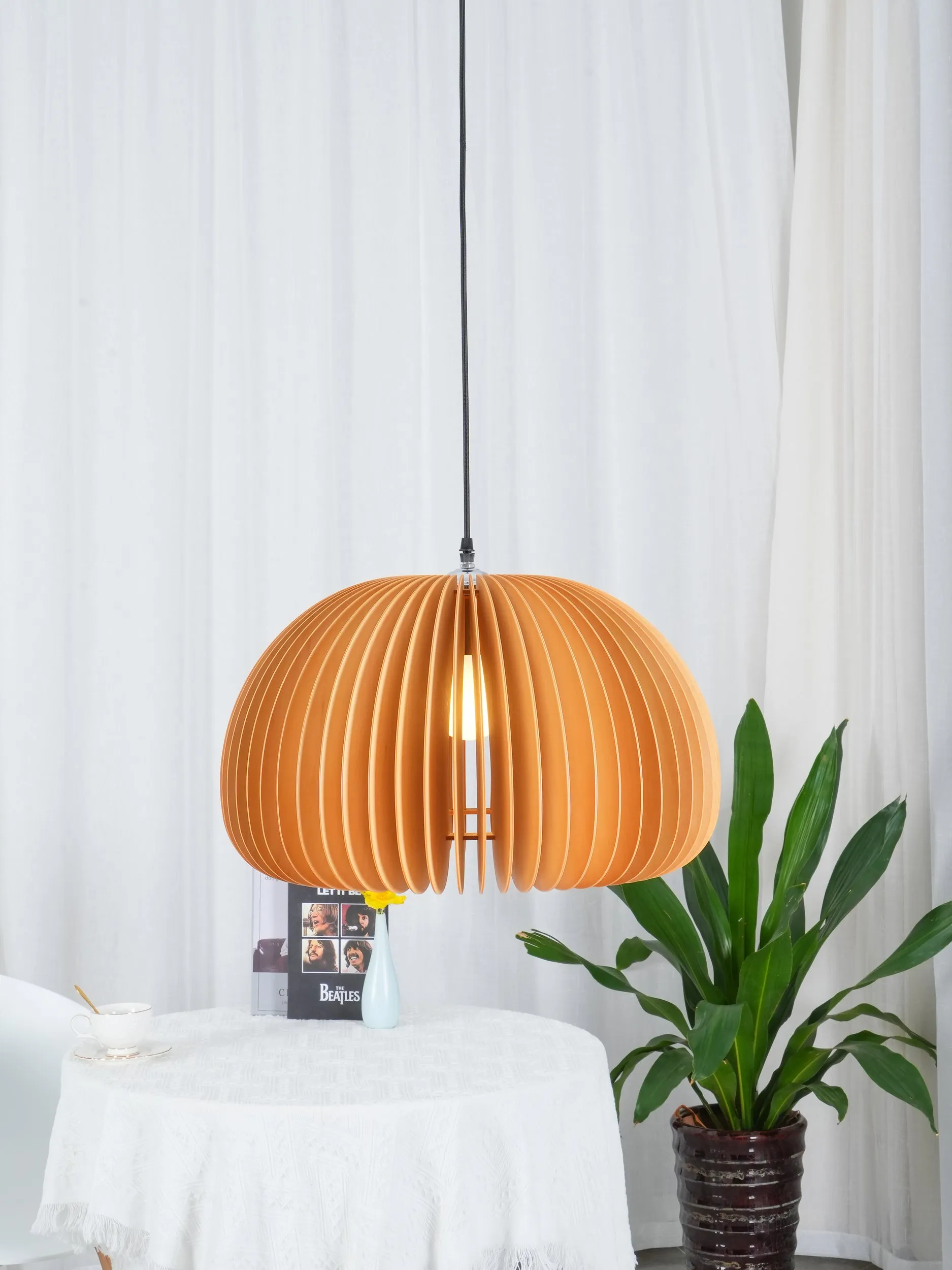 Wooden Pumpkin Pendant Lamp