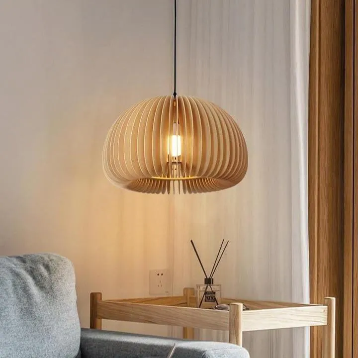 Wooden Pumpkin Pendant Lamp