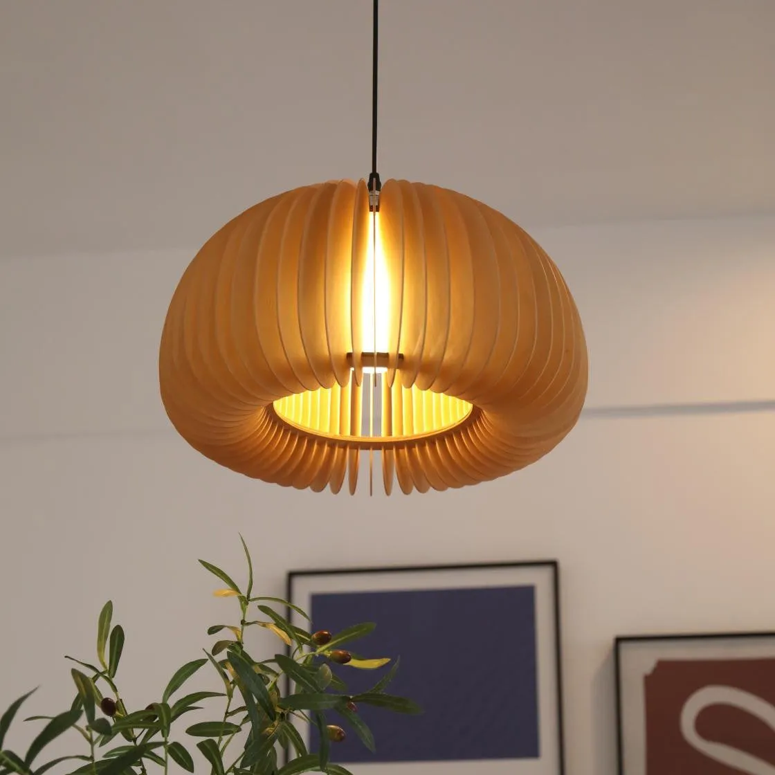 Wooden Pumpkin Pendant Lamp