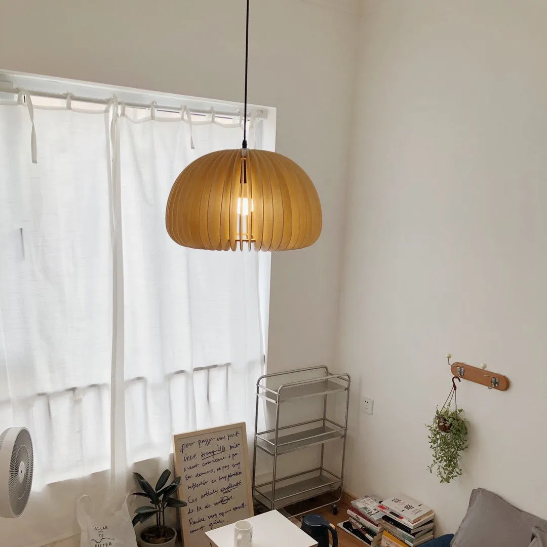 Wooden Pumpkin Pendant Lamp