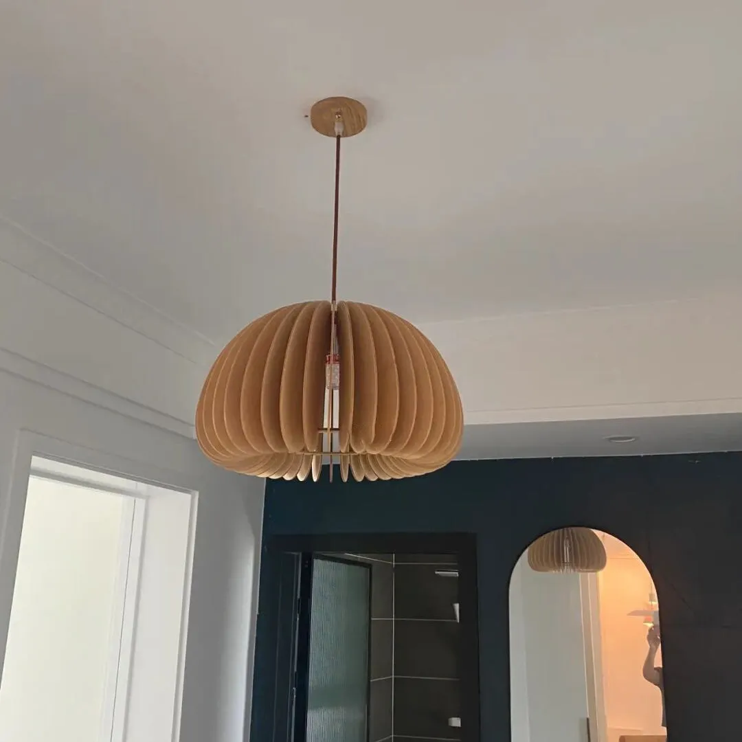 Wooden Pumpkin Pendant Lamp