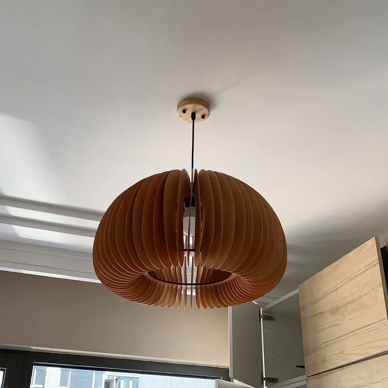 Wooden Pumpkin Pendant Lamp