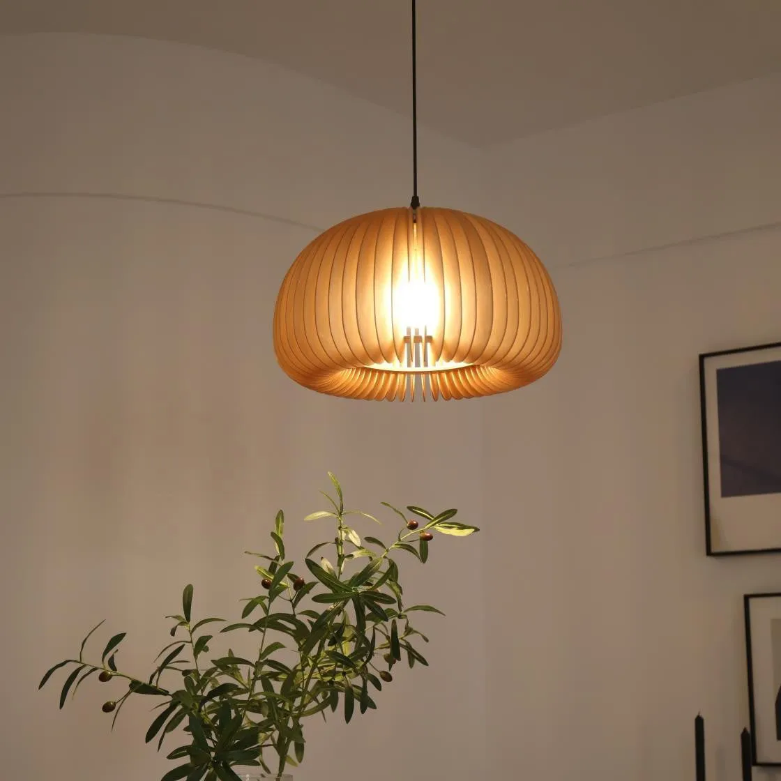 Wooden Pumpkin Pendant Lamp