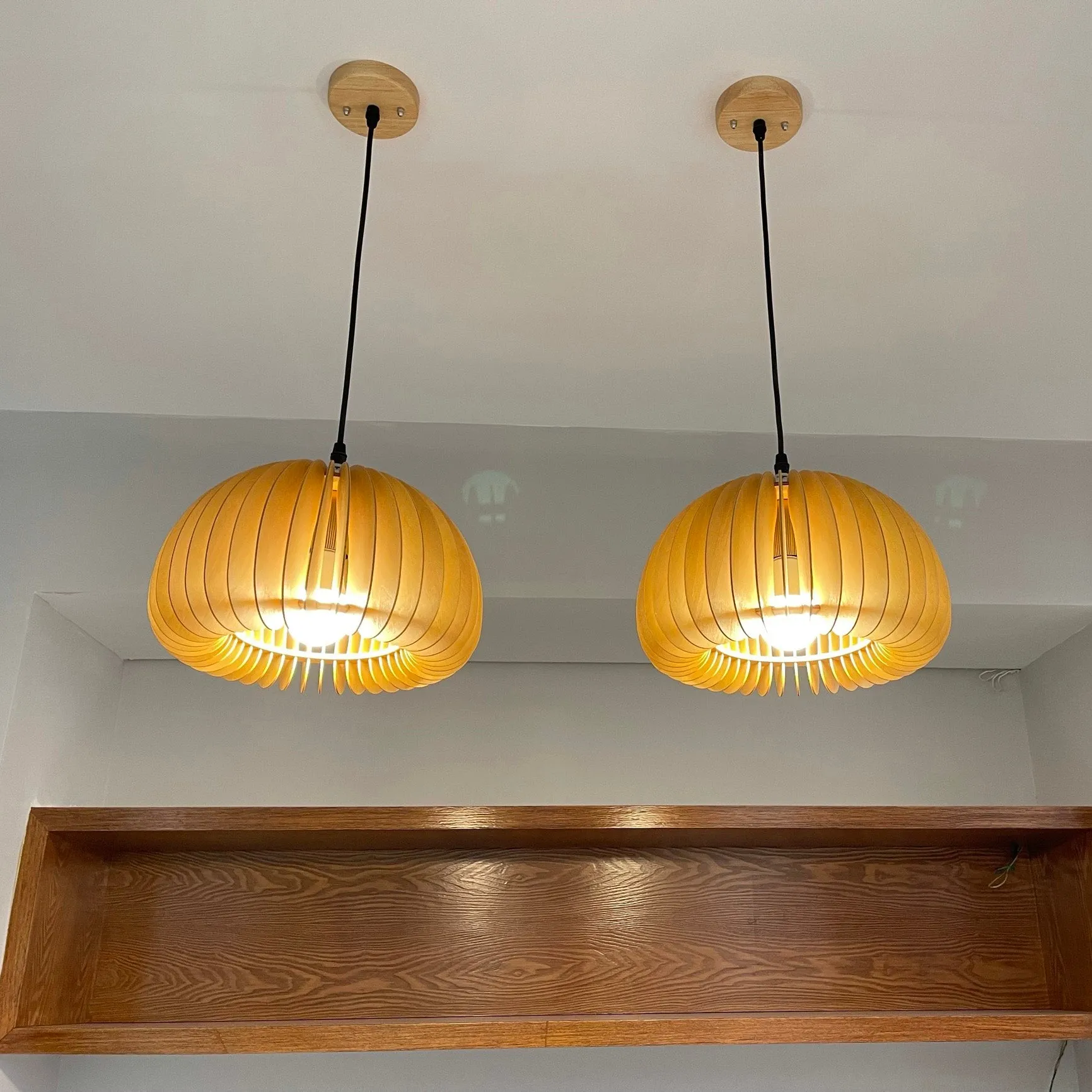 Wooden Pumpkin Pendant Lamp