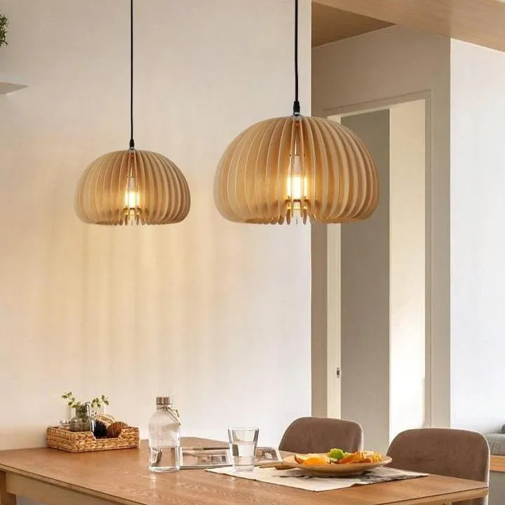 Wooden Pumpkin Pendant Lamp