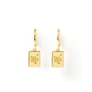 Zodiac Gold Tag Earrings