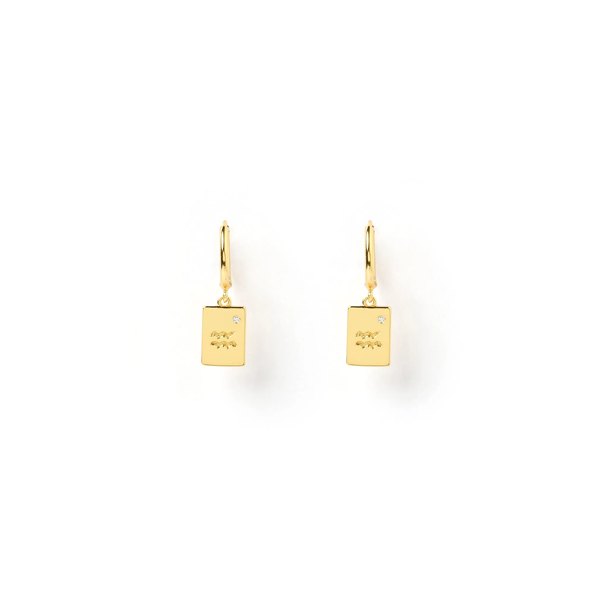 Zodiac Gold Tag Earrings