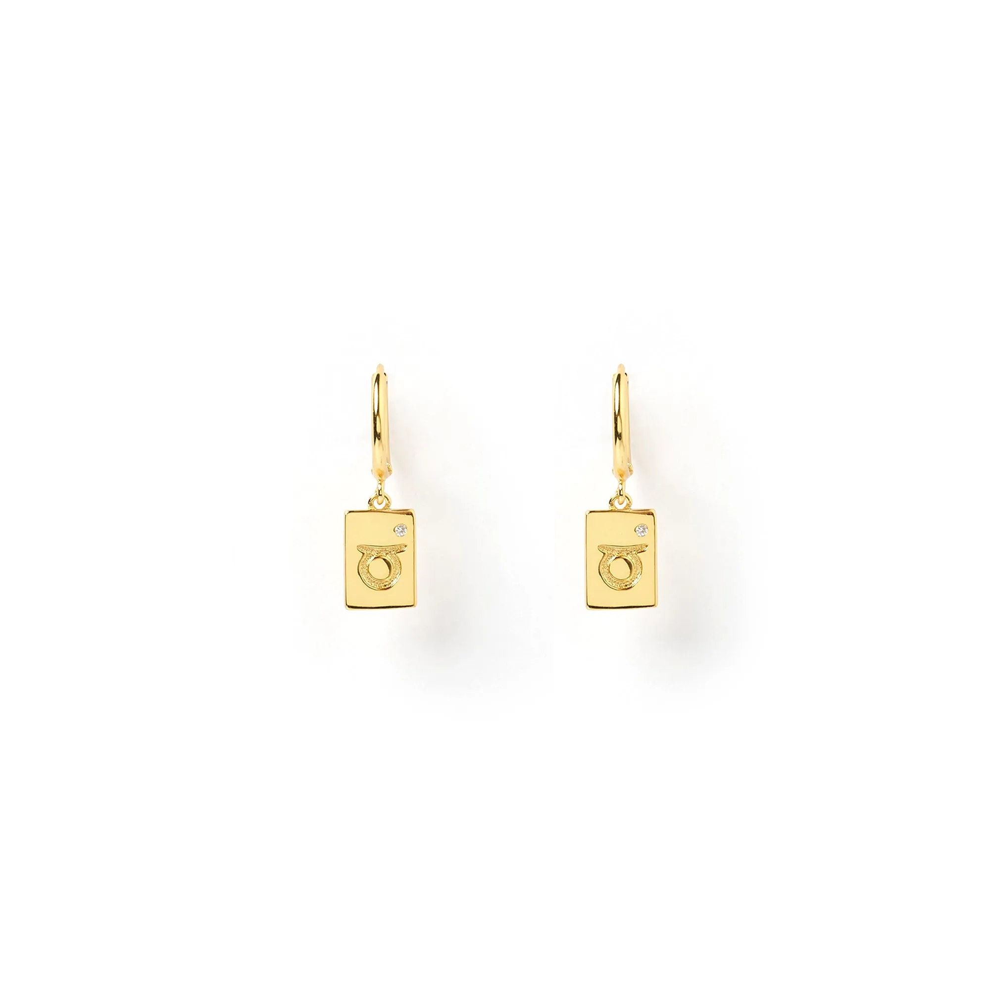 Zodiac Gold Tag Earrings